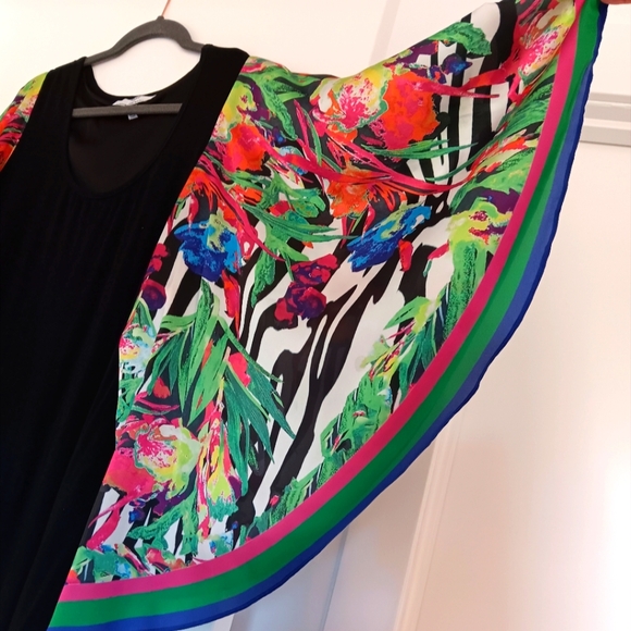 Black Dress with Colorful Sleeves - Picture 3 of 6